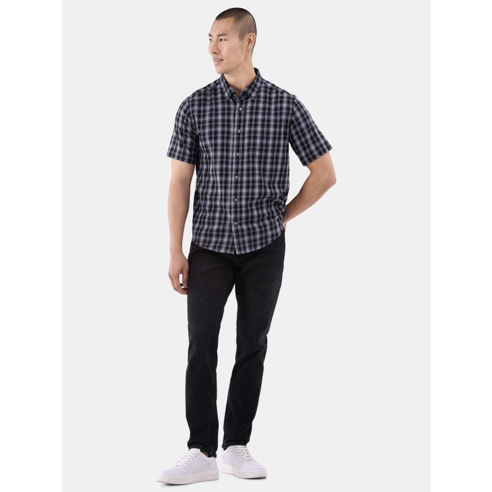 George Black & White Plaid Button Up Shirt NWT